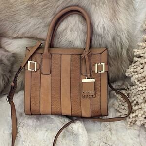 Nine West  Women's Tan Leather Shoulder Bag Adjustable Strap Medium
